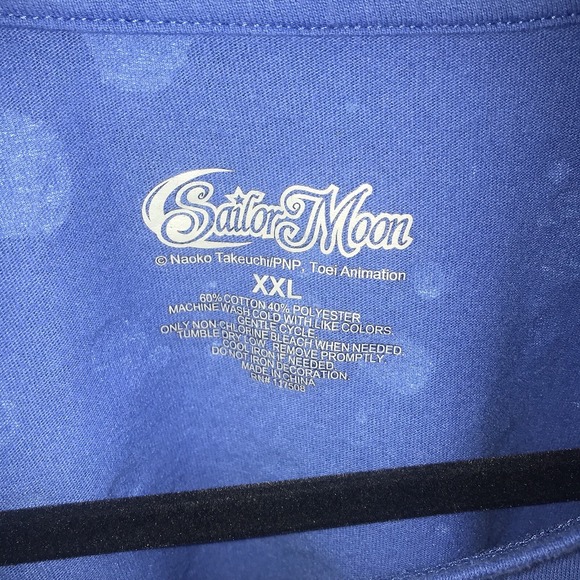 Sailor Moon Shirt Women's 2XL Blue Crop Splatter Princess Serena Anime *Flaw - Picture 2 of 8